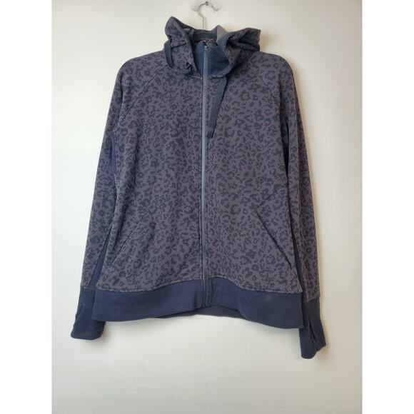 Athleta Womens Large‎ Triumph Hoodie Sweatshirt Full Zip Animal Print Thumbholes - Picture 12 of 12